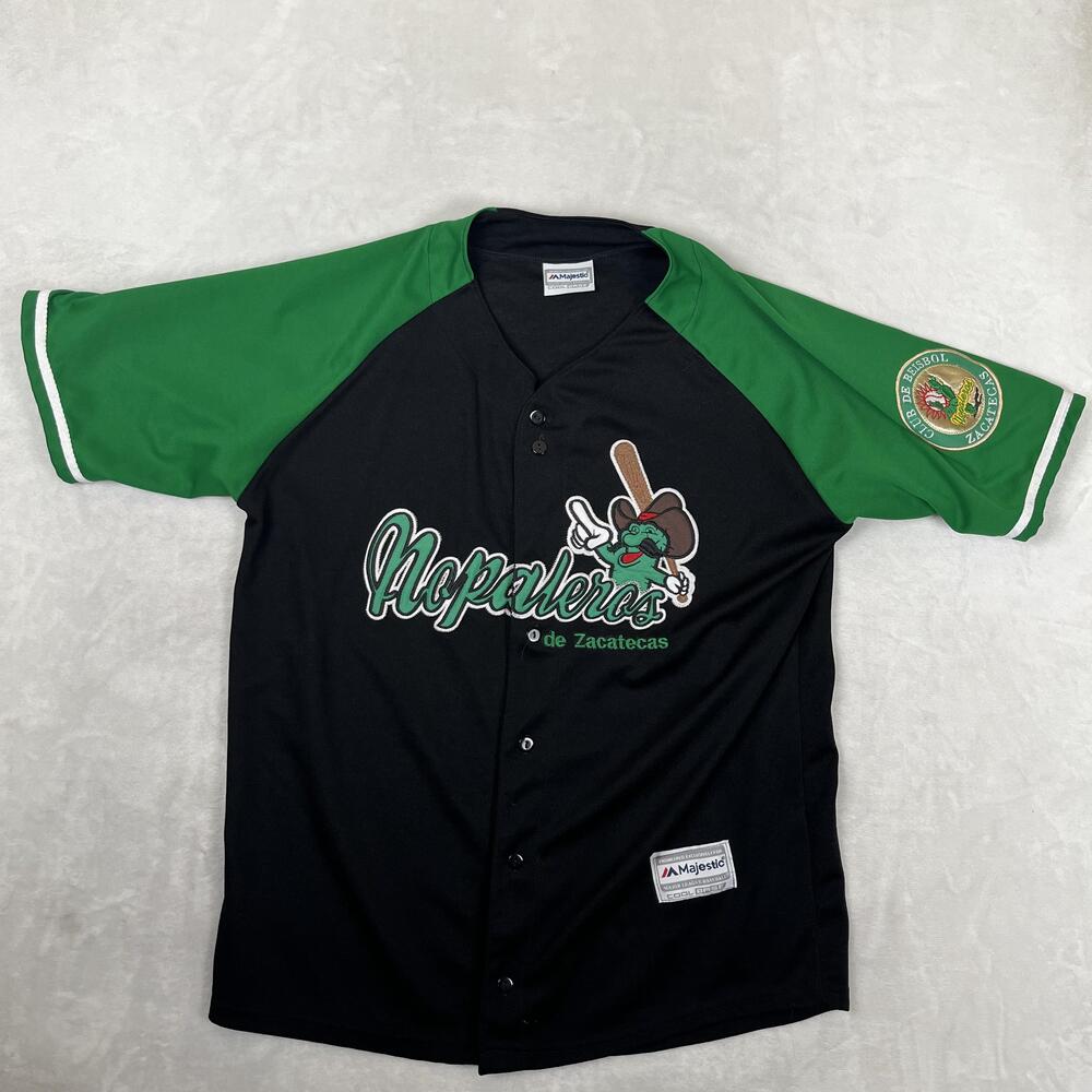 Nopaleros De Zacatecas Jersey Mens XL Black Green Baseball Majestic Cool Base
